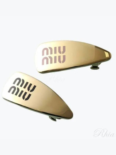 Black Enamel Metal Hair Clip Gold - MIU MIU - BALAAN 2