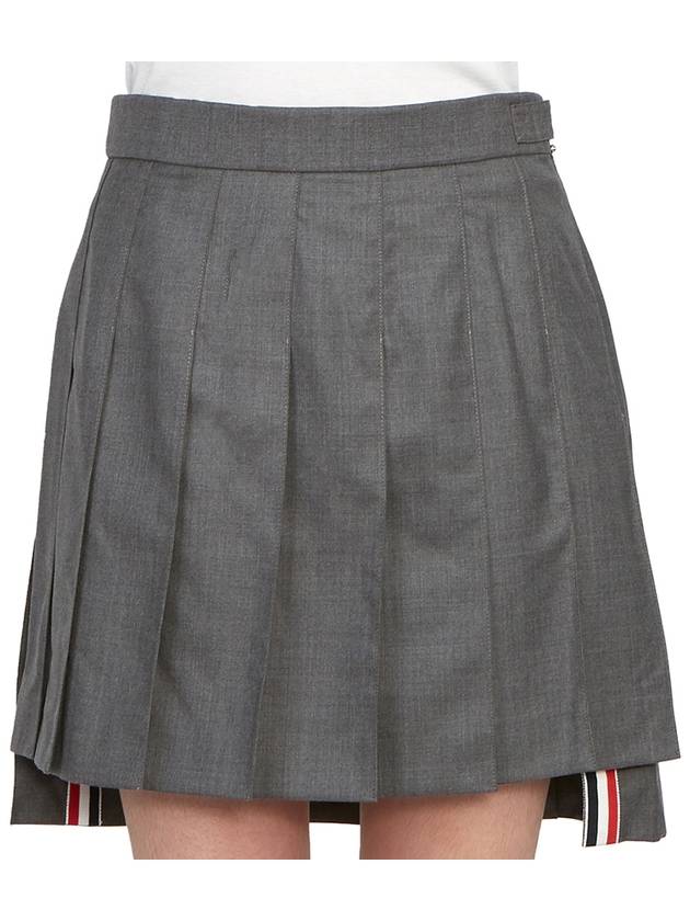 RMB Wool Mini Pleated Skirt Grey - THOM BROWNE - BALAAN 7