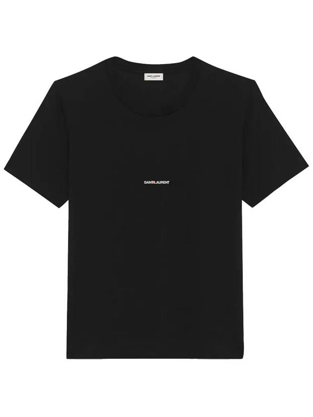 Men's Small Logo Short Sleeve T-Shirt Black - SAINT LAURENT - BALAAN 2