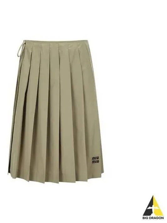 MIU Pleated Cotton Medium Skirt Light Brown MG1990 10RG - MIU MIU - BALAAN 1