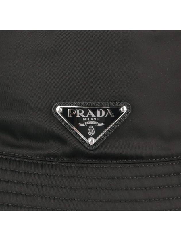 Triangle Logo Re-nylon Bucket Hat Black - PRADA - BALAAN 7