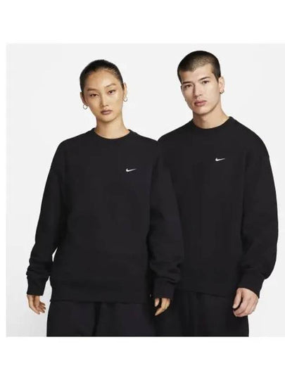 Solo Swoosh Fleece Crew Sweatshirt Black - NIKE - BALAAN 2