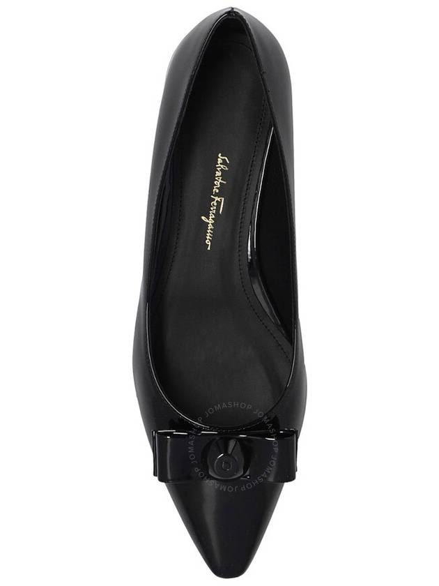 Salvatore Women's Catherine Barra Leather Flat Shoes Black - SALVATORE FERRAGAMO - BALAAN 4