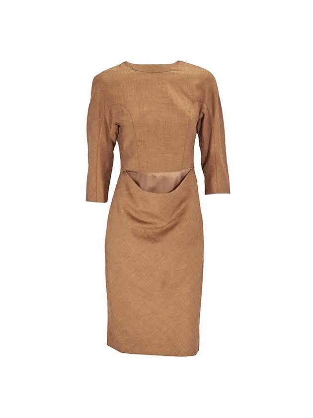 Women's Bronze Double Waist Midi Dress Brown - BURBERRY - BALAAN 1