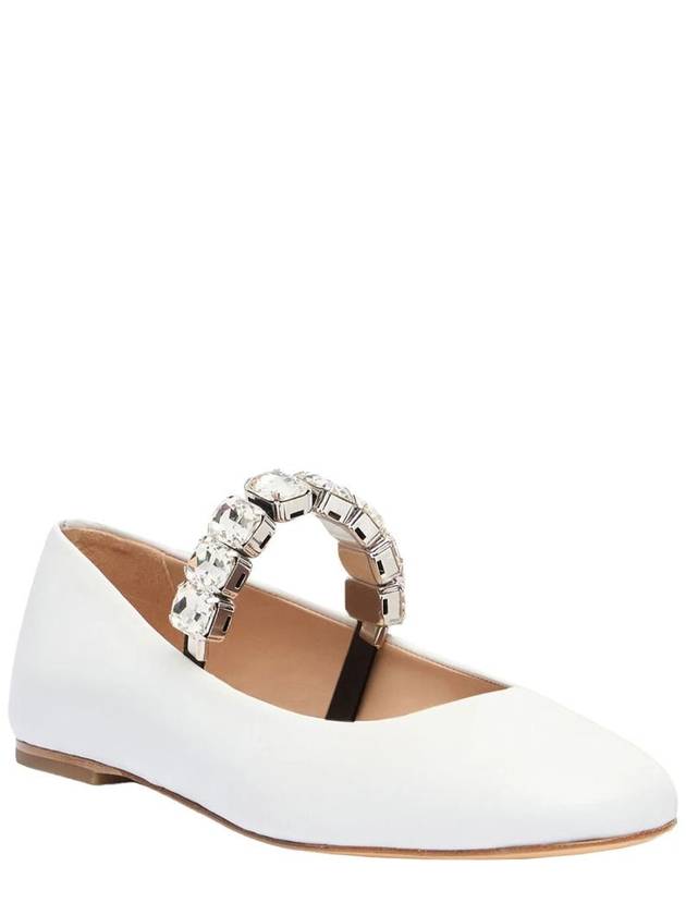 White Ballet Shoes With Crystal Embellishments In Leather Woman - CASADEI - BALAAN 2