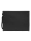 Detachable Strap Saffiano Natural Leather Clutch Bag Black - VANN WORKS - BALAAN 1