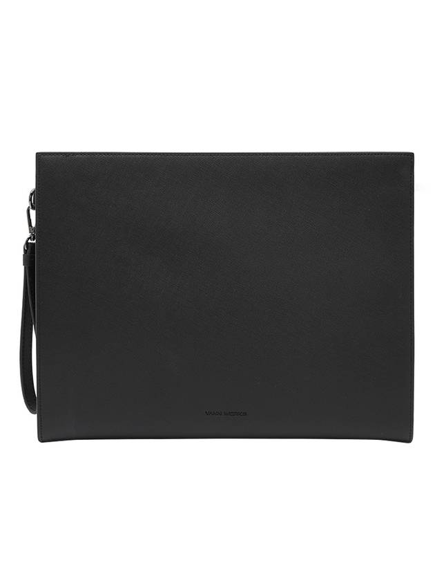 Detachable Strap Saffiano Natural Leather Clutch Bag Black - VANN WORKS - BALAAN 1