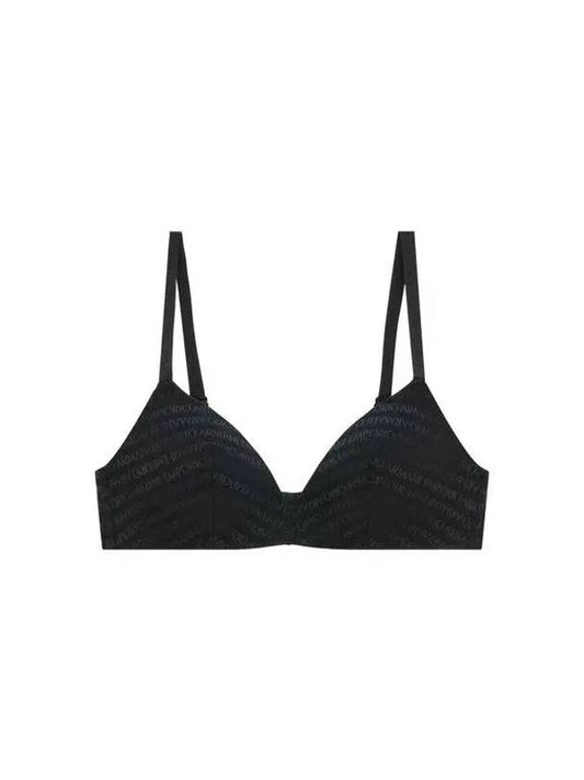 UNDERWEAR Women's Logo Pattern Mesh Triangle Bra Black 270217 - EMPORIO ARMANI - BALAAN 1