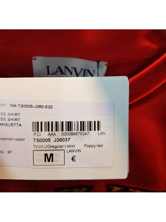 TS0005 J260 37 Cuff Logo Embroidered Short Sleeve T shirt Red - LANVIN - BALAAN 4