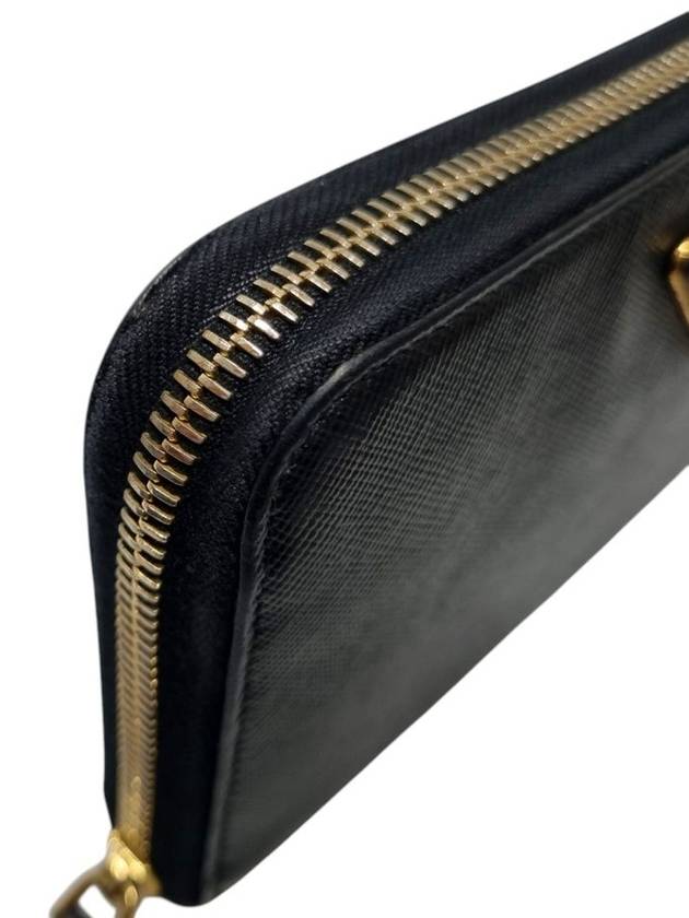 1M0506 Black Saffiano Gold Logo Zipper Long Wallet - PRADA - BALAAN 4