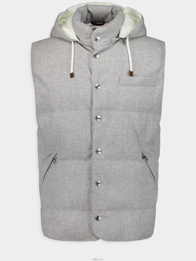 Feather Down Padded Wool Vest Grey - BRUNELLO CUCINELLI - BALAAN 5