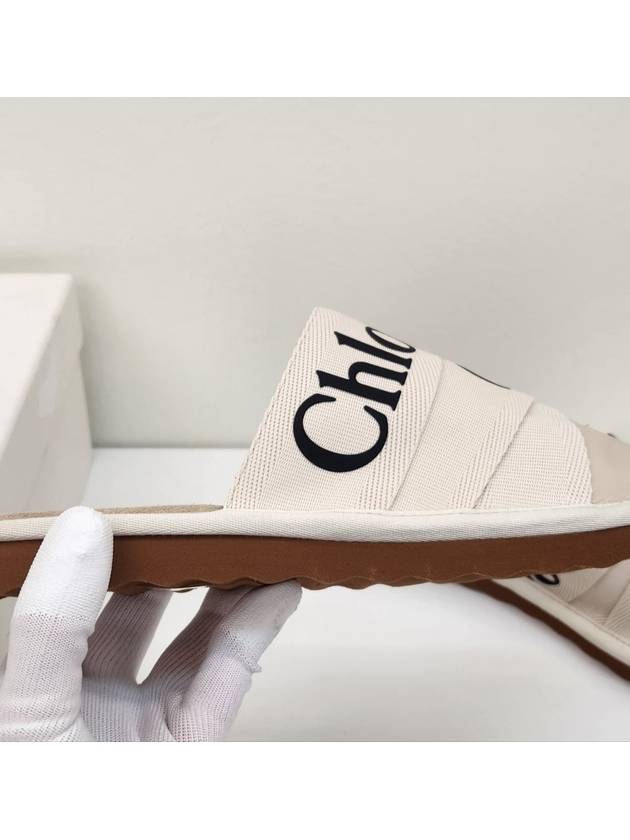 Woody Logo Strap Canvas Slippers White - CHLOE - BALAAN 3