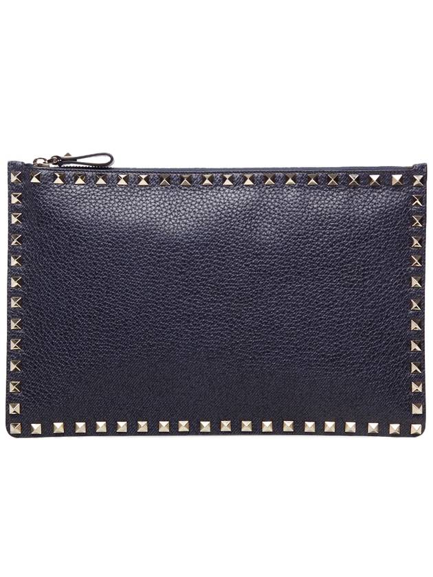 Rockstud Stampa Alce Clutch Bag Navy - VALENTINO - BALAAN.