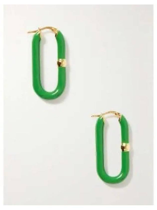 Enamel Hoop Earrings Green - BOTTEGA VENETA - BALAAN 2