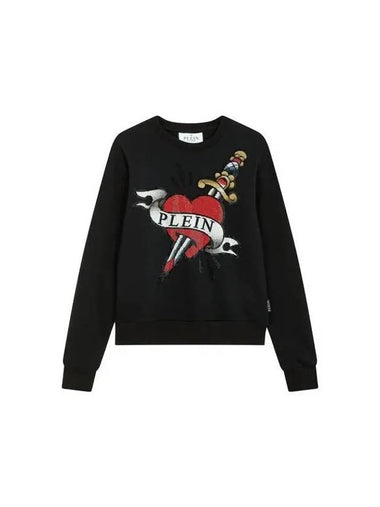 Women s Love and Logo Crew Neck Sweatshirt Black - PHILIPP PLEIN - BALAAN 1