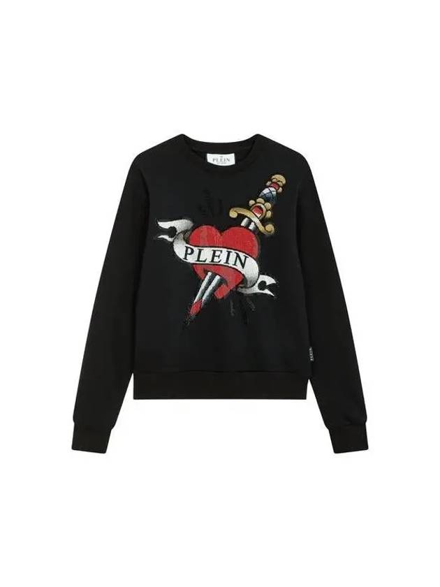 Women s Love and Logo Crew Neck Sweatshirt Black - PHILIPP PLEIN - BALAAN 1