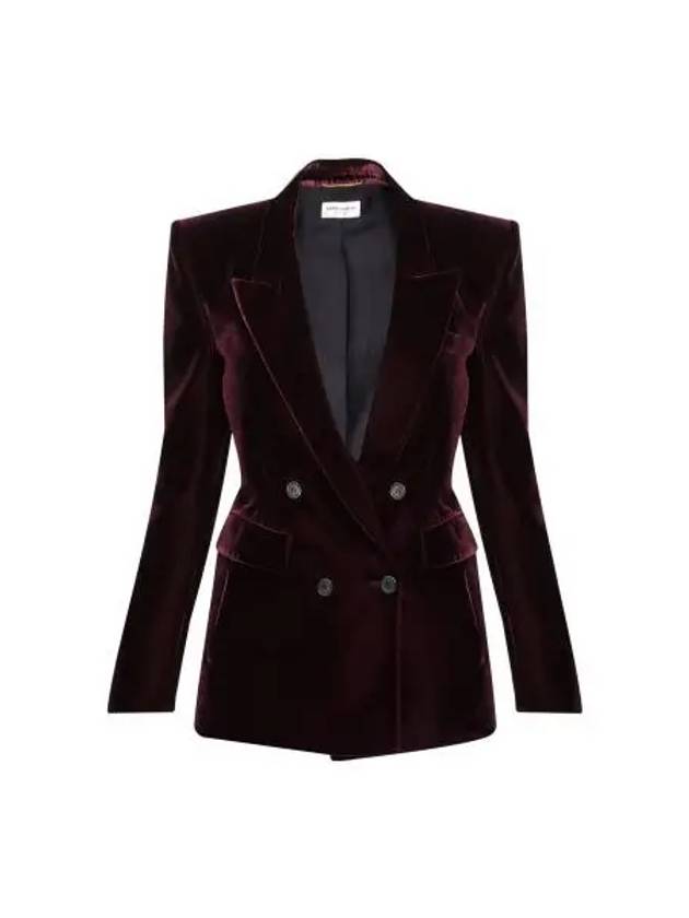 Double Breasted Velvet Jacket Red - SAINT LAURENT - BALAAN 2