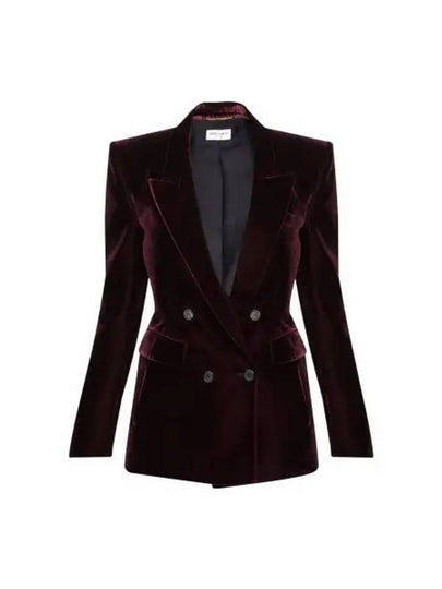 Double Breasted Velvet Jacket Red - SAINT LAURENT - BALAAN 2