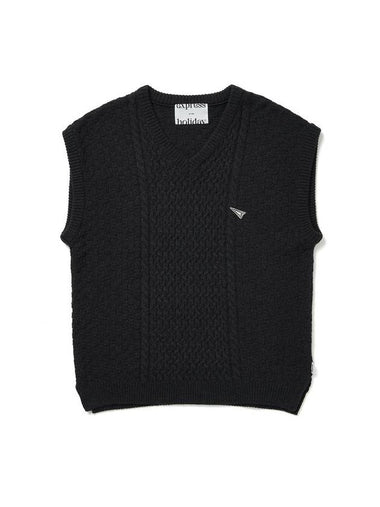 Cable Knit Vest Charcoal - EXPRESSHOLIDAY - BALAAN 1