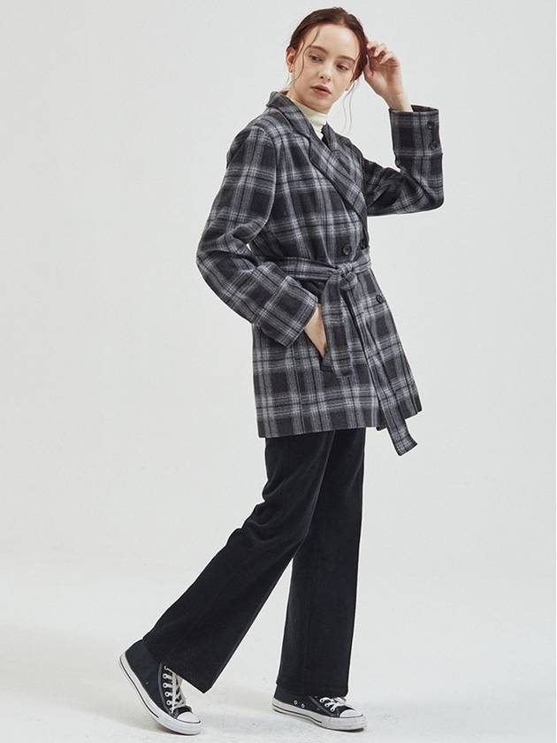 Wool Check Double Coat Black - MANAVIS7 - BALAAN 3