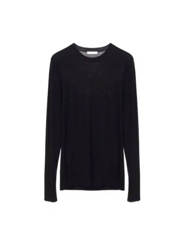 Women's Superfine Merino Wool Knit Top Black - CHLOE - BALAAN 2