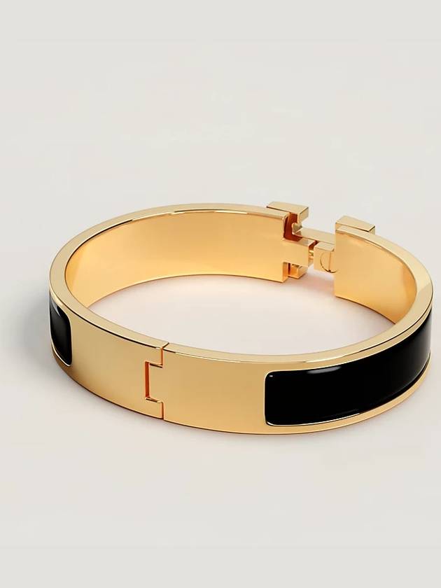 Clic H Bracelet Rose Gold Noir - HERMES - BALAAN 3