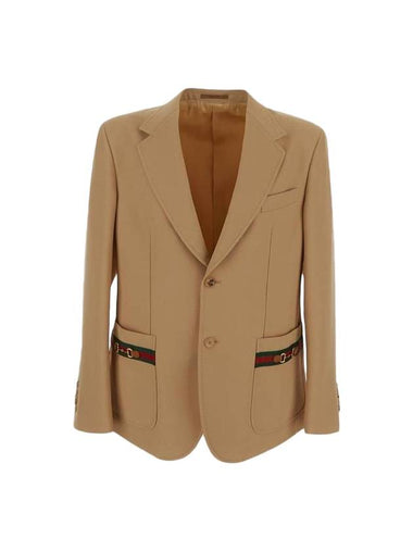 Fluid Drill Formal Web Suit Jacket Beige - GUCCI - BALAAN 1