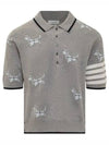 Hector Diagonal Virgin Wool Short Sleeve Polo Shirt Grey - THOM BROWNE - BALAAN 2