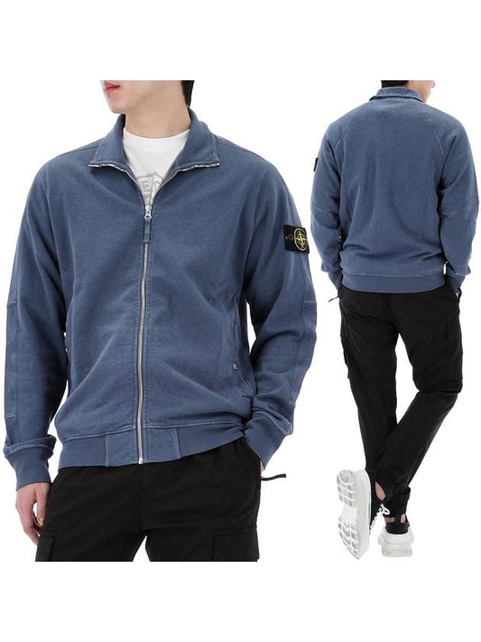 Cotton Zip-Up Jacket Dark Blue - STONE ISLAND - BALAAN 2