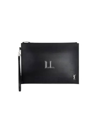 Tiny Monogram Silver Clutch Bag Black - SAINT LAURENT - BALAAN 2