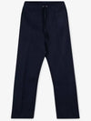 Elastic Waist Viscose Wool Straight Pants Navy - AMI - BALAAN 3