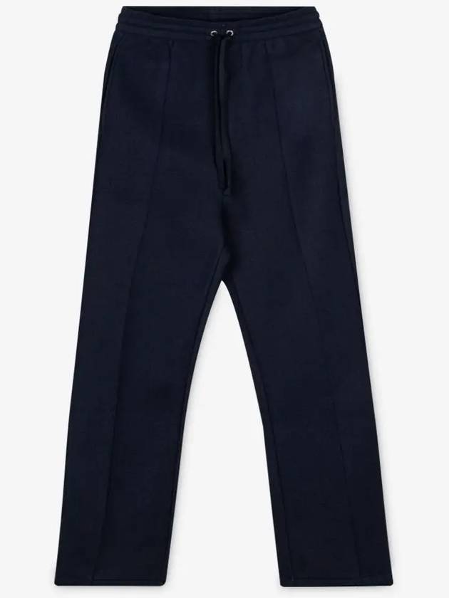 Elastic Waist Viscose Wool Straight Pants Navy - AMI - BALAAN 3