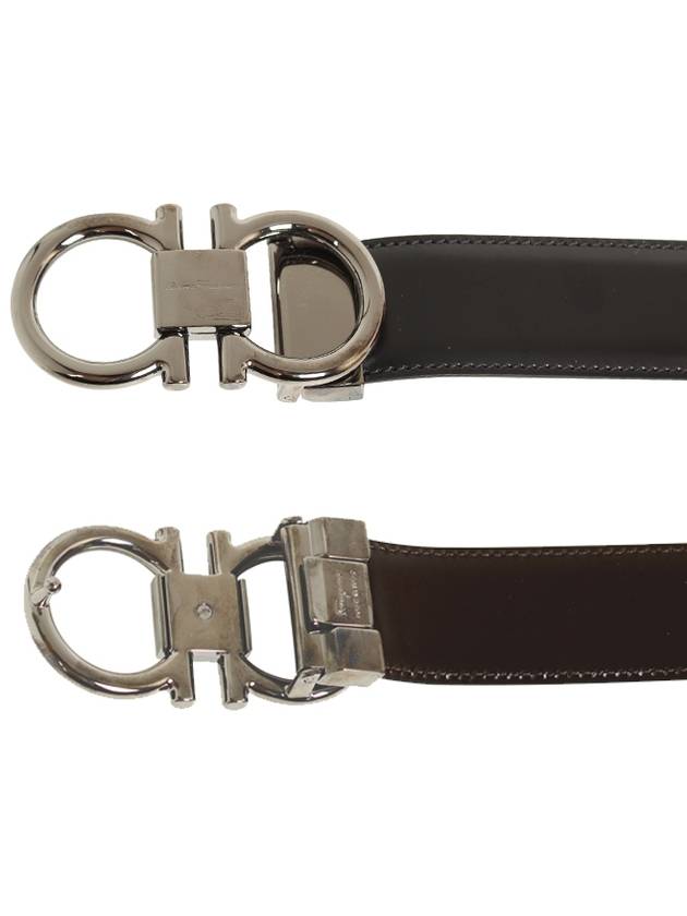 Gancini Reversible Adjustable Calfskin Leather Belt Black - SALVATORE FERRAGAMO - BALAAN 4