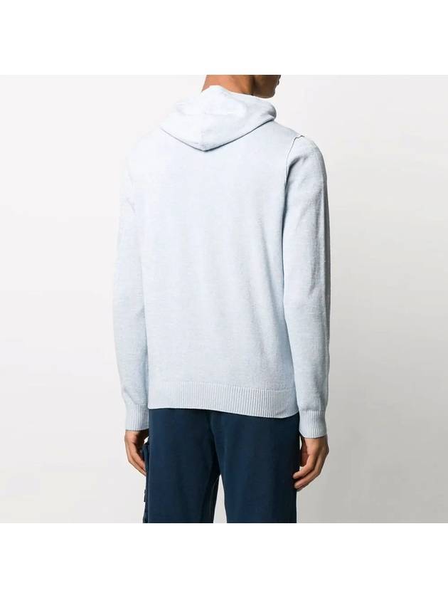 Men's Logo Knit Zip Up Hoodie Sky Blue - STONE ISLAND - BALAAN 5