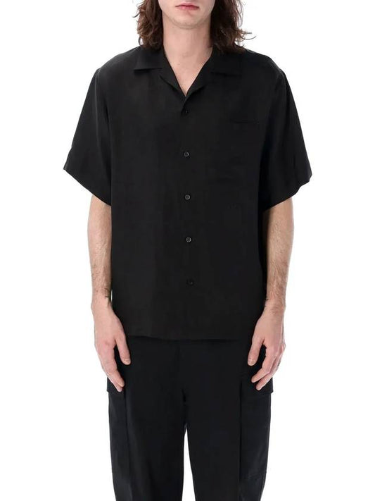 Logo Embroidered Satin Bowling Shirt 3640ME08X247015 99 - MSGM - BALAAN 1