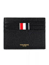 Pebble Grain Leather Stripe Note Compartment Card Wallet Black - THOM BROWNE - BALAAN 2