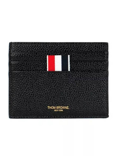 Pebble Grain Leather Stripe Note Compartment Card Wallet Black - THOM BROWNE - BALAAN 2