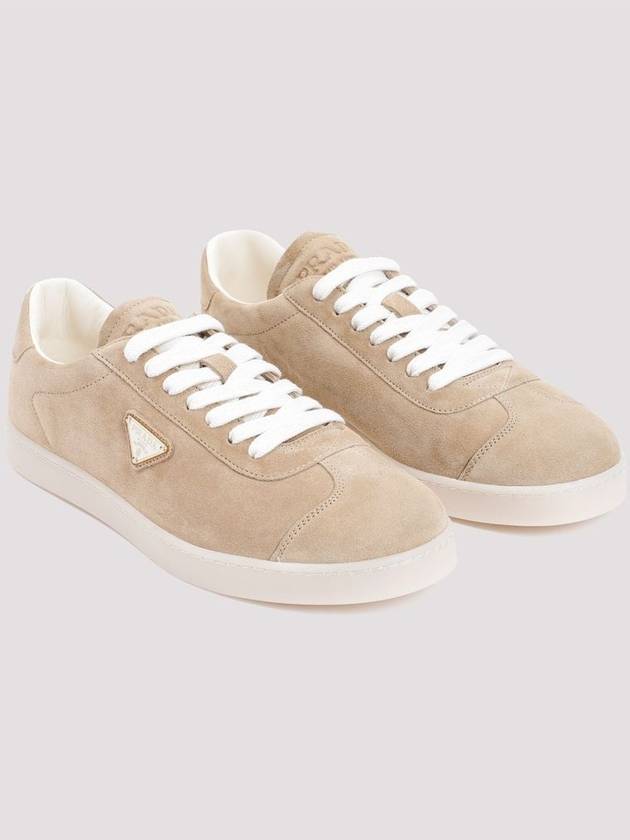 Lane Suede Low Top Sneakers Beige Tan - PRADA - BALAAN 5