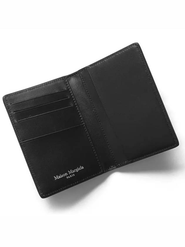 Stitched Bi-Fold Leather Card Wallet Black - MAISON MARGIELA - BALAAN 3