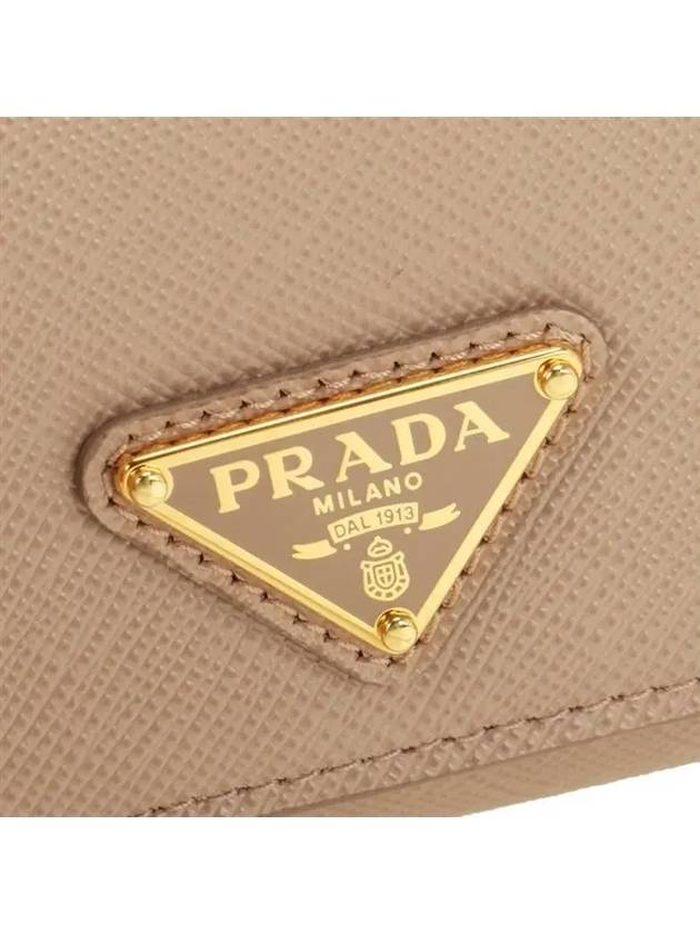 Women's Triangle Logo Saffiano Compact Half Wallet Pink - PRADA - BALAAN 6