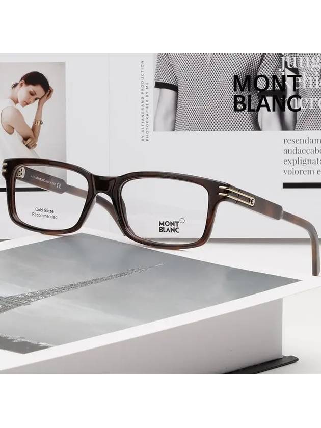 Eyewear Rectangle Horn-Rimmed Eyeglasses Havana Brown - MONTBLANC - BALAAN 3