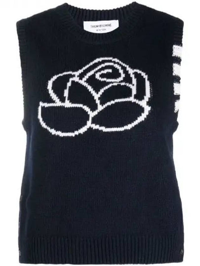 Flower jacquard wool knit vest 271724 - THOM BROWNE - BALAAN 1