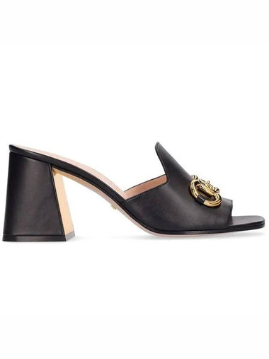 75MM Baby Horsebit Gold Color Metal Leather Mule - GUCCI - BALAAN 1