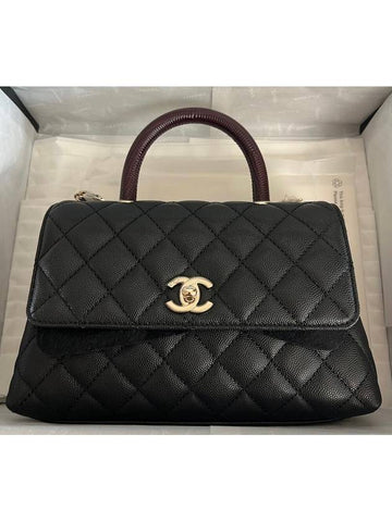 Coco Handle Small Black Caviar Quilted Outstitch Coco Handle Small A92990 - CHANEL - BALAAN 1