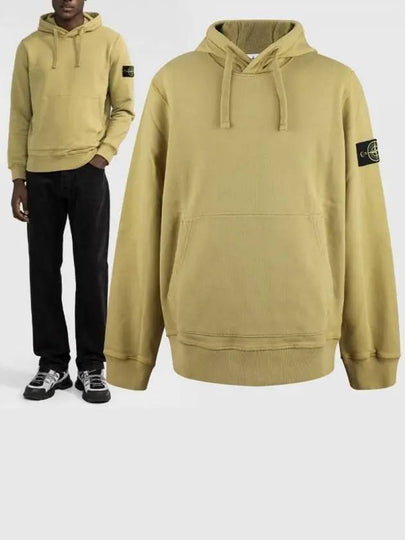 Wappen Patch Brushed Cotton Fleece Hoodie Dark Yellow - STONE ISLAND - BALAAN 2