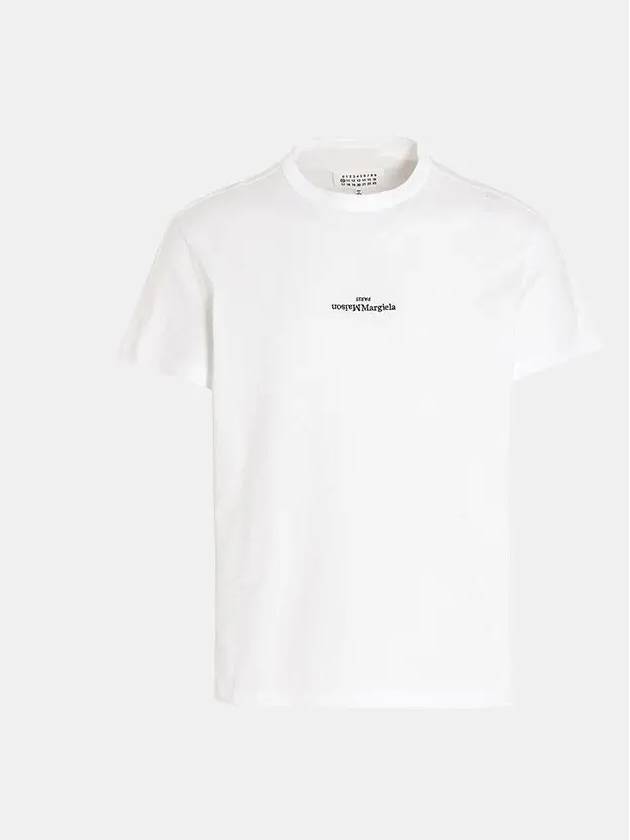 Reverse Embroidered Logo Stitched Cotton Short Sleeve T-Shirt White - MAISON MARGIELA - BALAAN 3