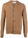 Play Men's Mini Red Heart Wappen Wool Cardigan P1 N080 3 Brown - COMME DES GARCONS - BALAAN 2