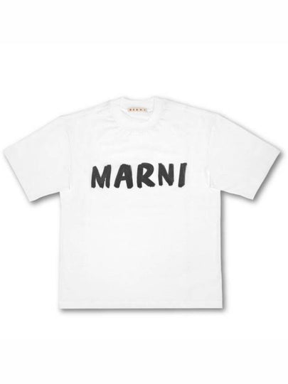 Logo Lettering Boxy Fit Short Sleeve T-Shirt White - MARNI - BALAAN 2