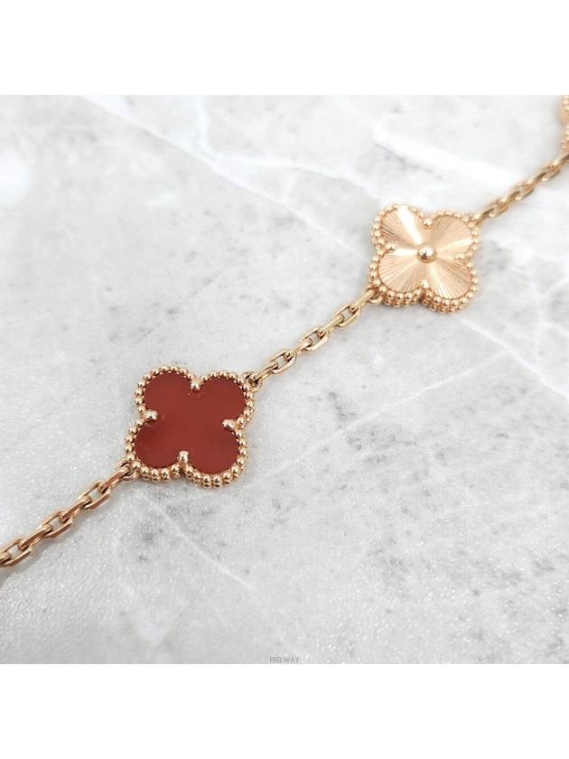 Lux You Van Cleef Alhambra Bracelet 5 Motifs 18K Rose Gold Guilloche Carnelian - VANCLEEFARPELS - BALAAN 5