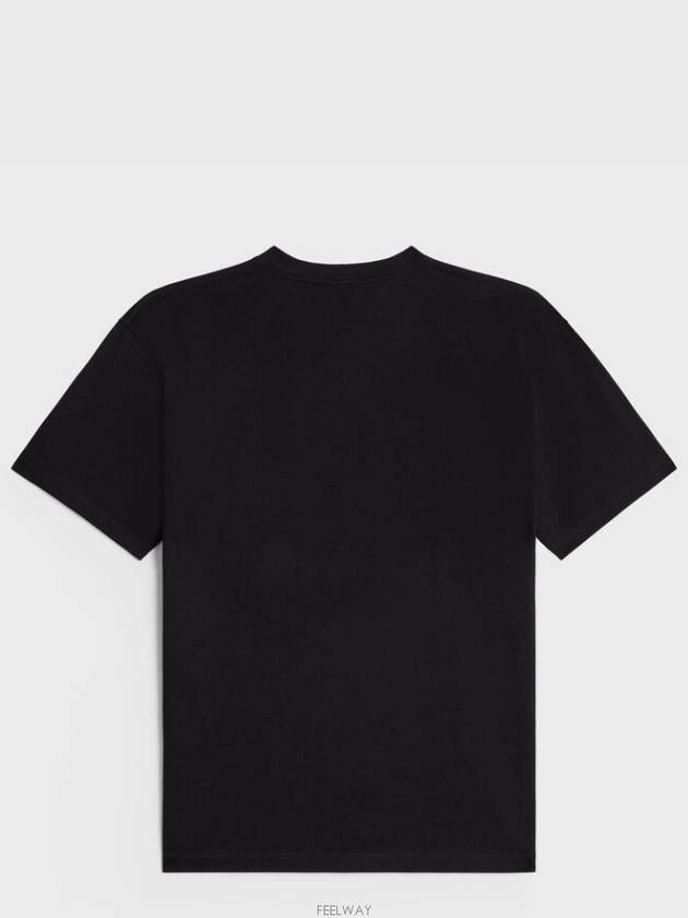 Loose Cotton Jersey Short Sleeve T Shirt Black White - CELINE - BALAAN 3